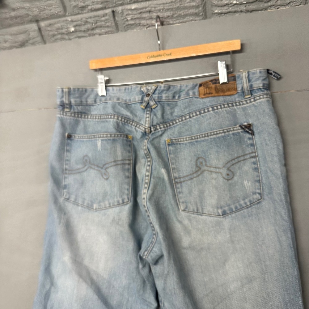 Lugz Mens Baggy Wide Leg Jeans Light Wash Distressed Blue‎ Denim Size 40